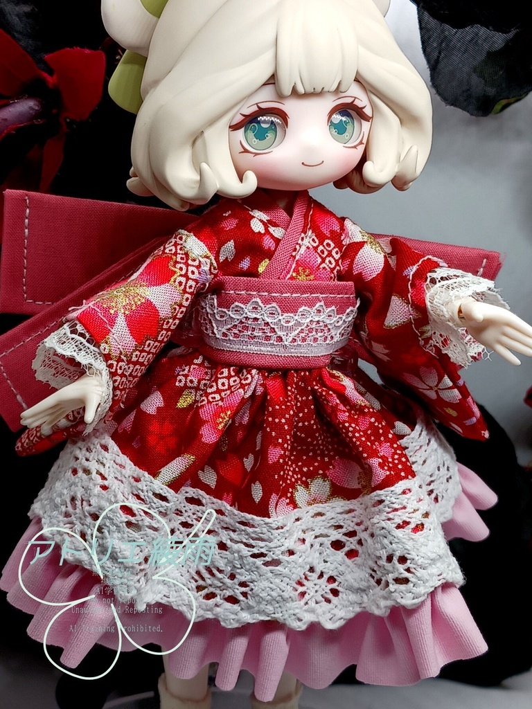 ブラインドドール 1/8 和装ワンピース 赤桜