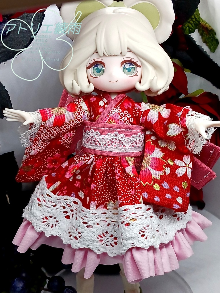 ブラインドドール 1/8 和装ワンピース 赤桜