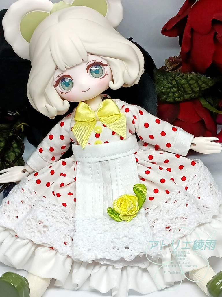 ブラインドドール 1/8 水玉エプロンワンピース 赤黄