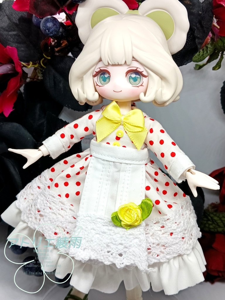 ブラインドドール　1/8　水玉エプロンワンピース　赤黄