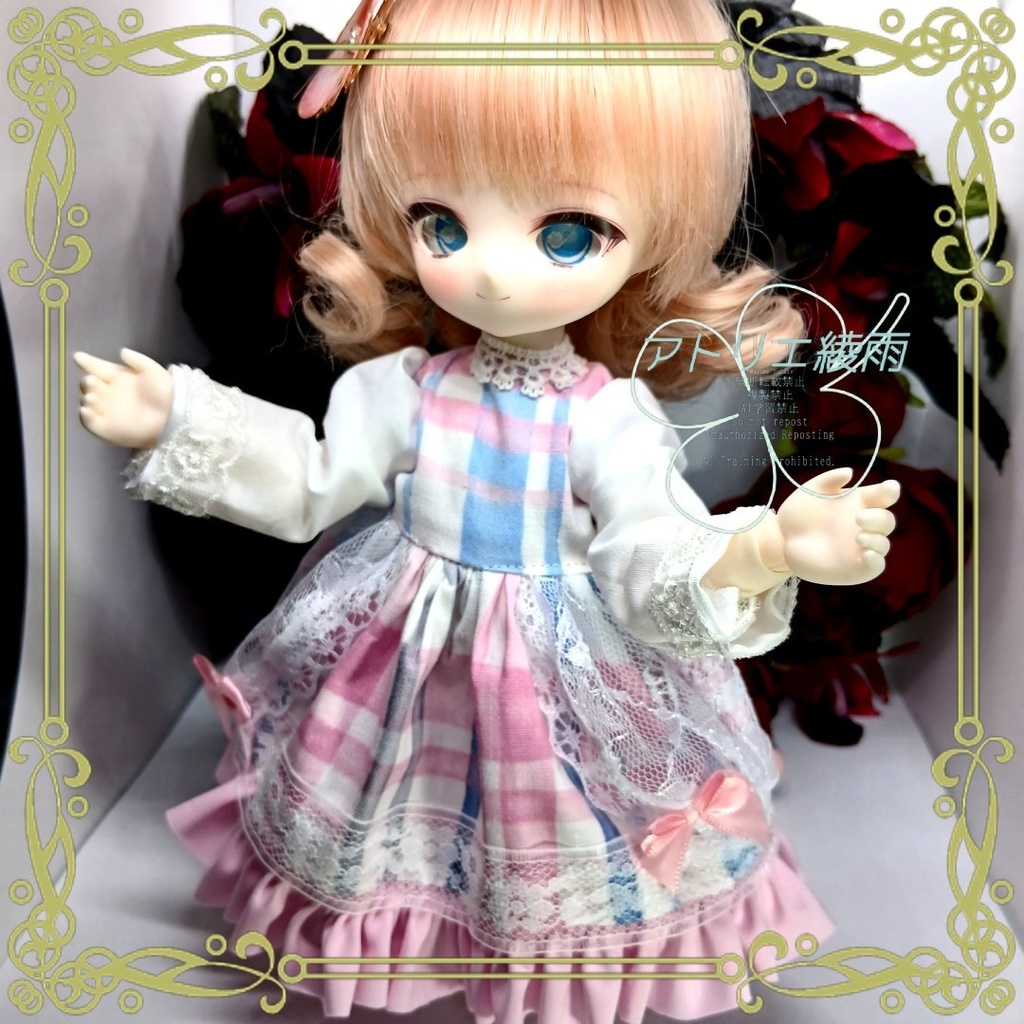 TinyFox　春色チェックのワンピース（ピンク）