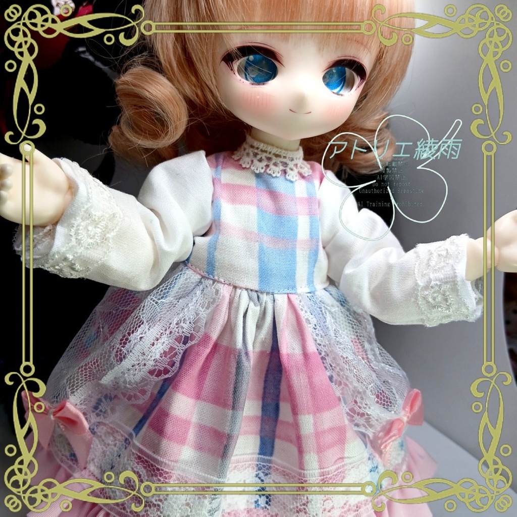 TinyFox　春色チェックのワンピース（ピンク）