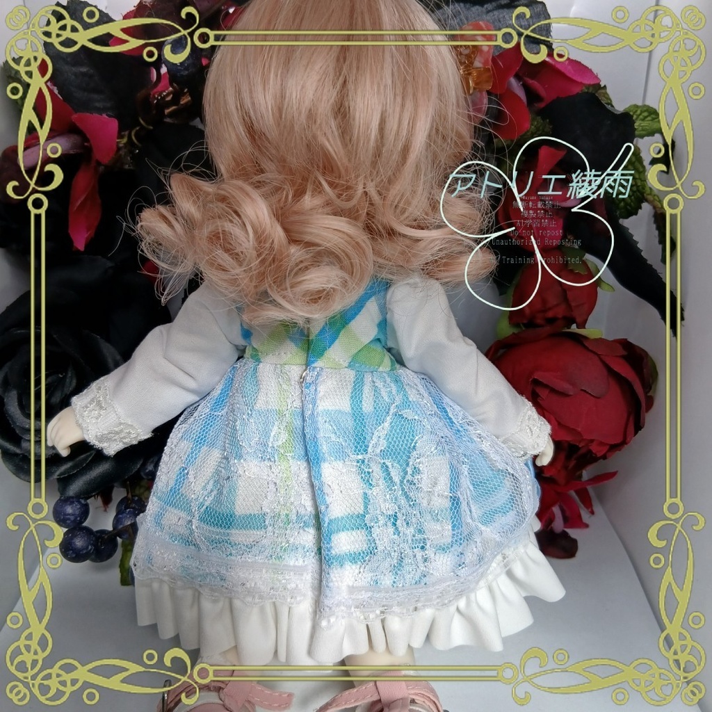 TinyFox　春色チェックのワンピース（青）