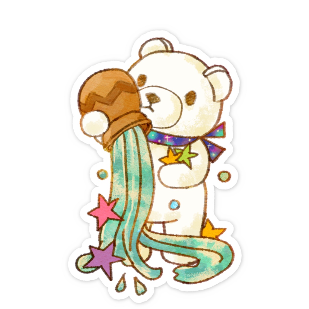 十二星座🌟白くまスマホステッカー