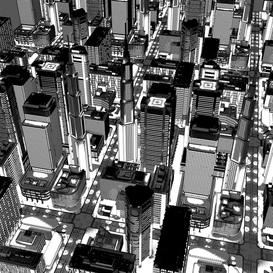 オフィス街交差点(夜・カラー)