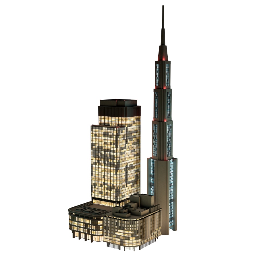 オフィス街交差点(夜・カラー)