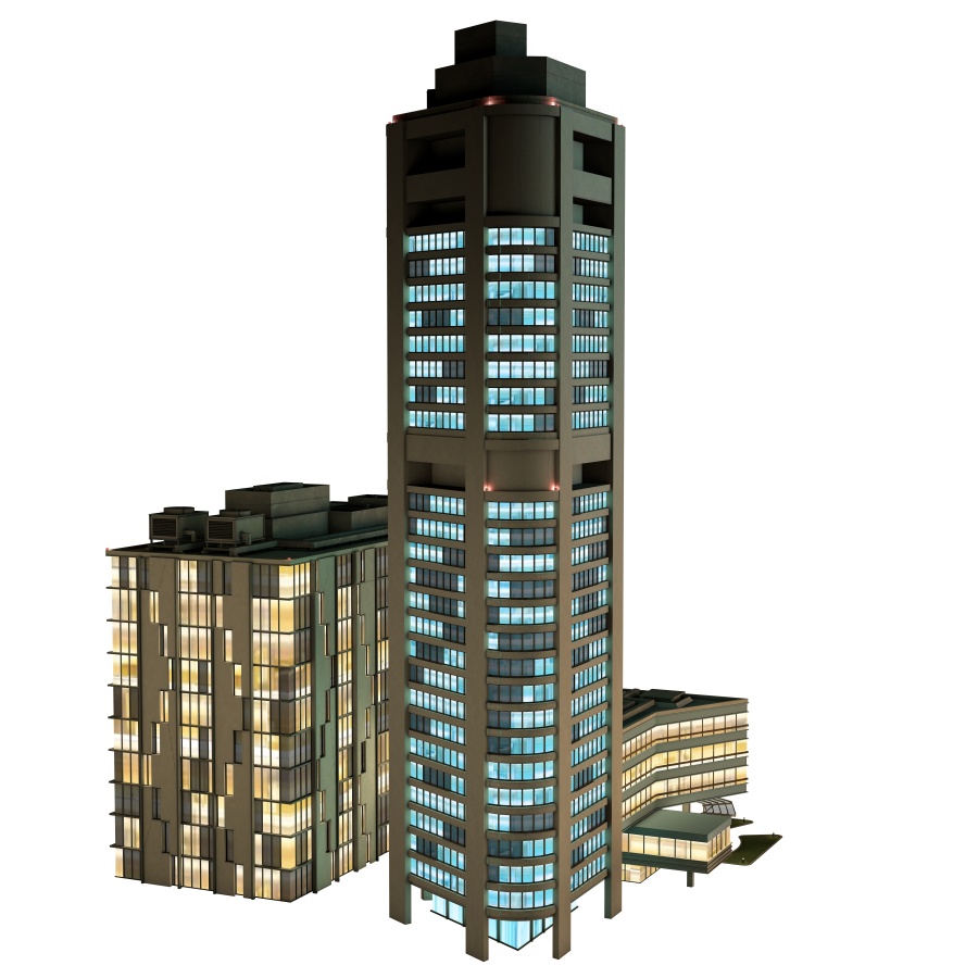 オフィス街交差点(夜・カラー)