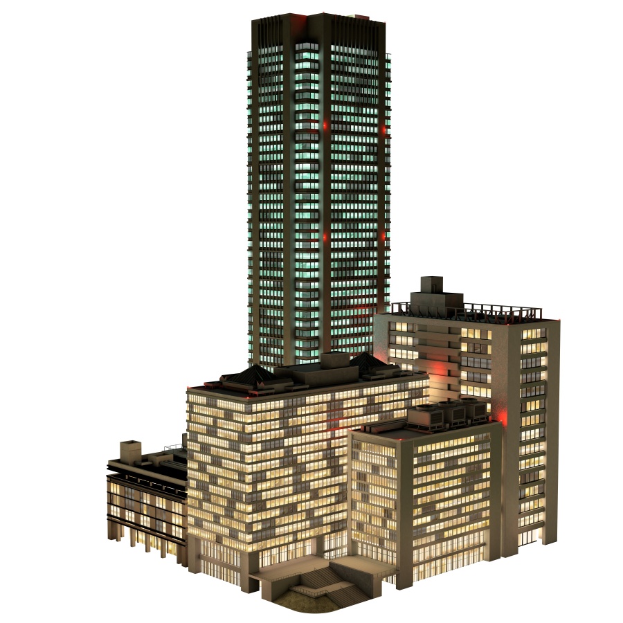 オフィス街交差点(夜・カラー)