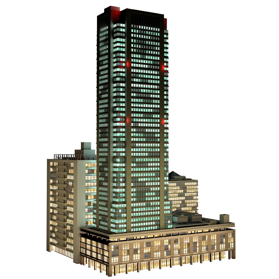 オフィス街交差点(夜・カラー)