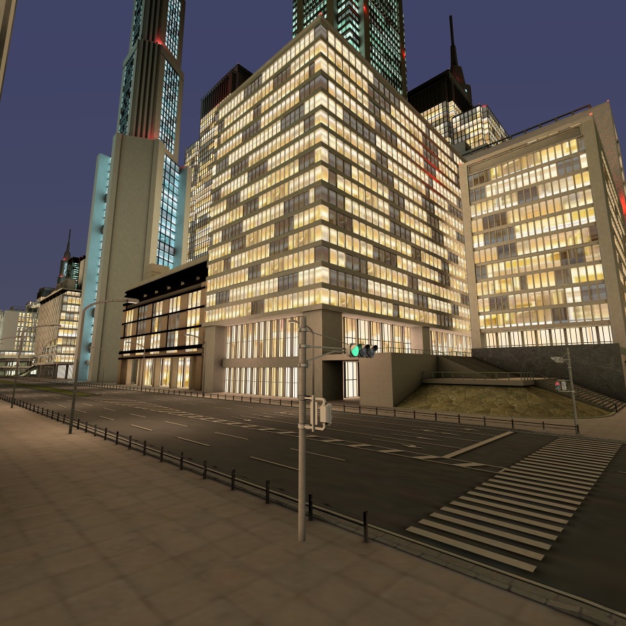 オフィス街交差点(夜・カラー)