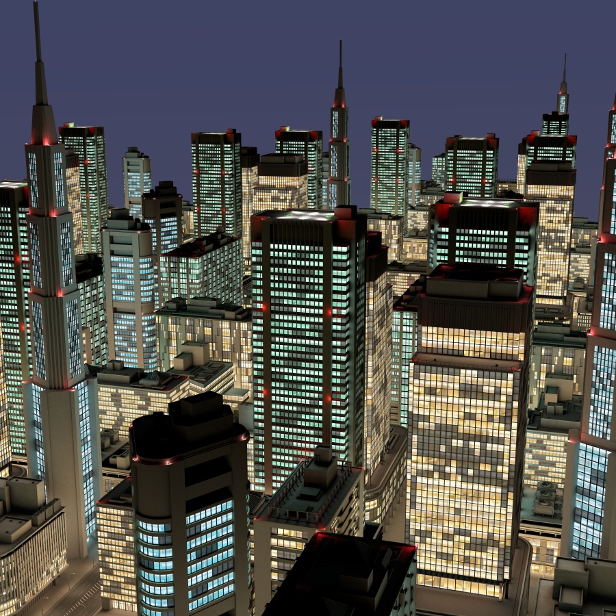 オフィス街交差点(夜・カラー)