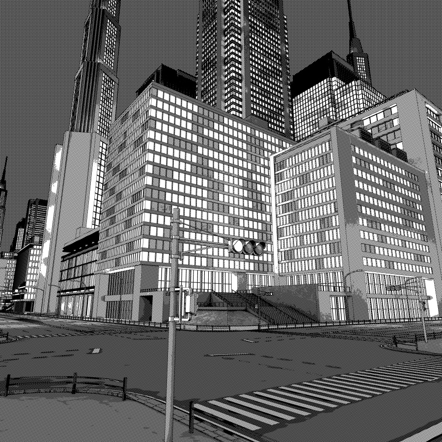 オフィス街交差点(夜・カラー)