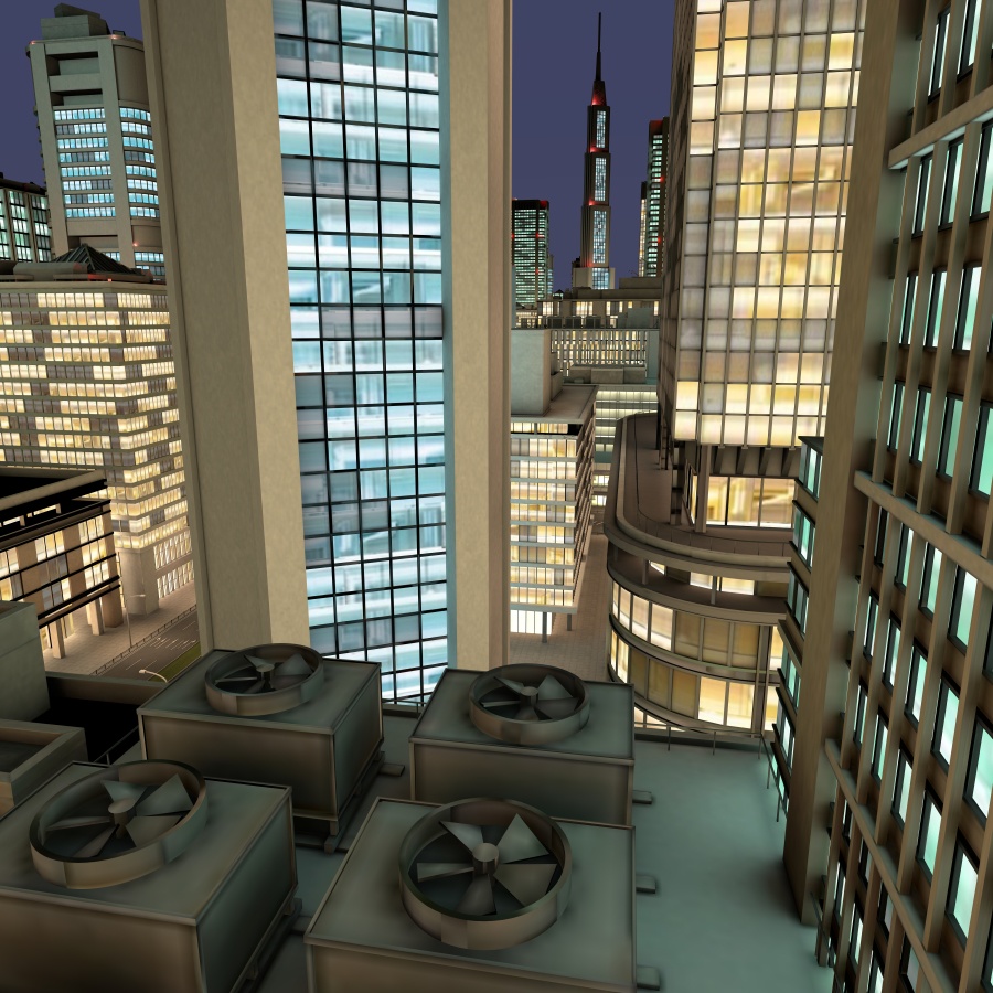 オフィス街交差点(夜・カラー)