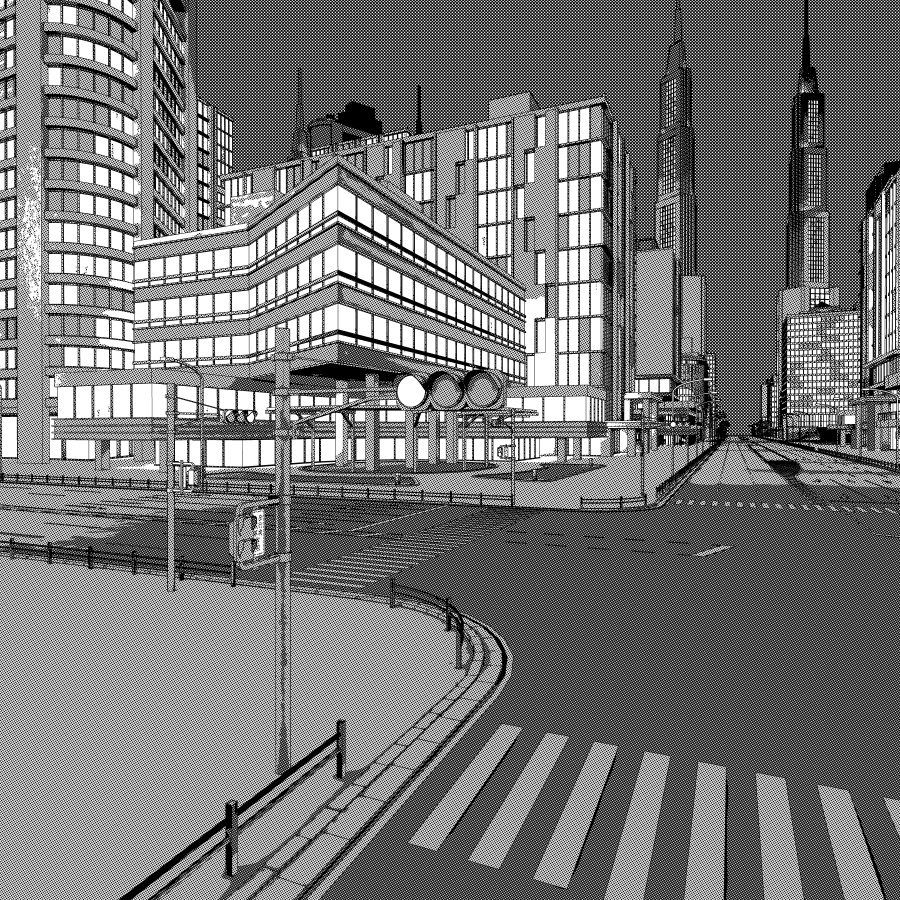 オフィス街交差点(夜・カラー)