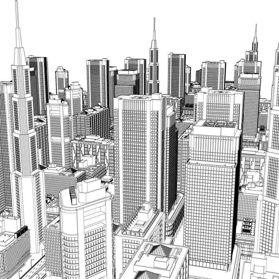 オフィス街交差点(夜・カラー)