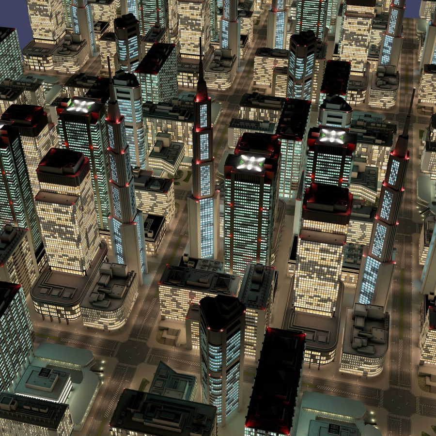 オフィス街交差点(夜・カラー)