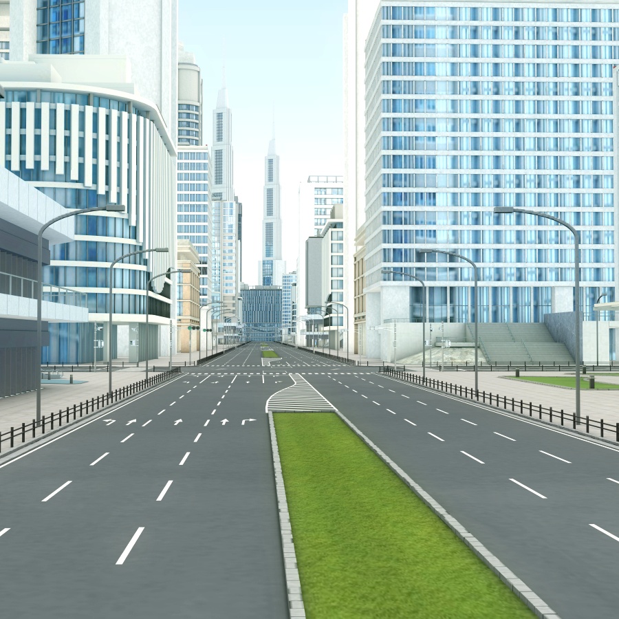 オフィス街交差点(昼・カラー)