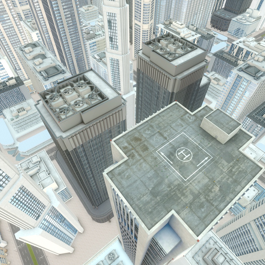 オフィス街交差点(昼・カラー)