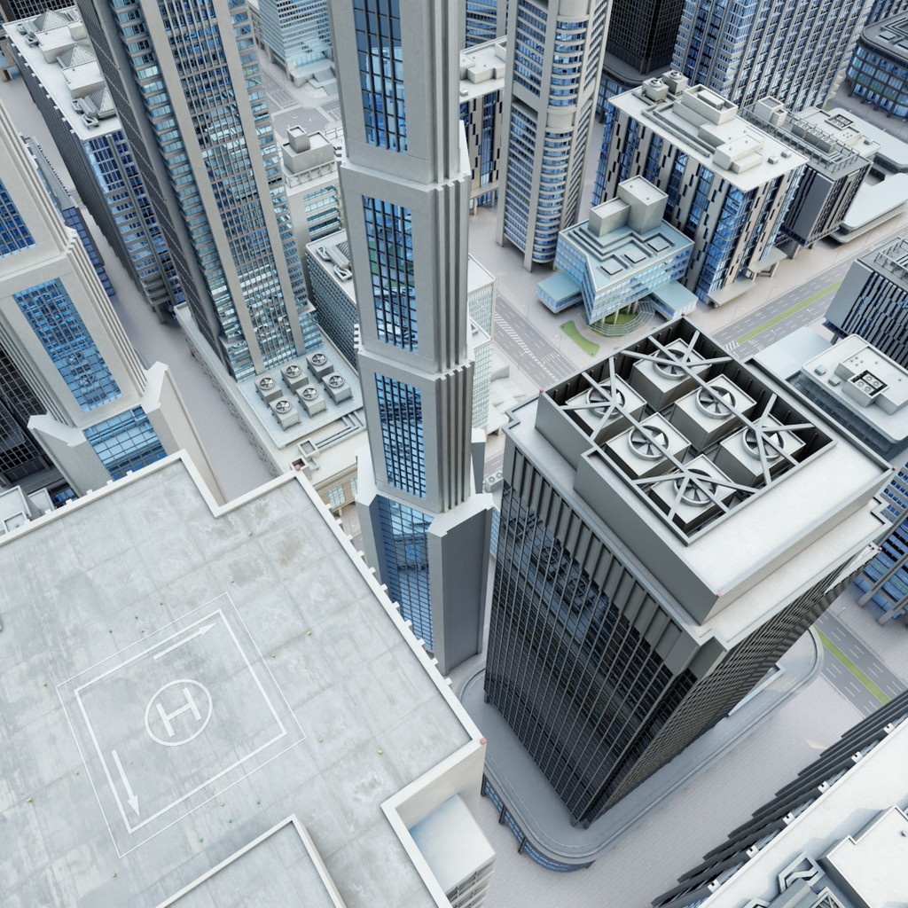 オフィス街交差点(昼・カラー)