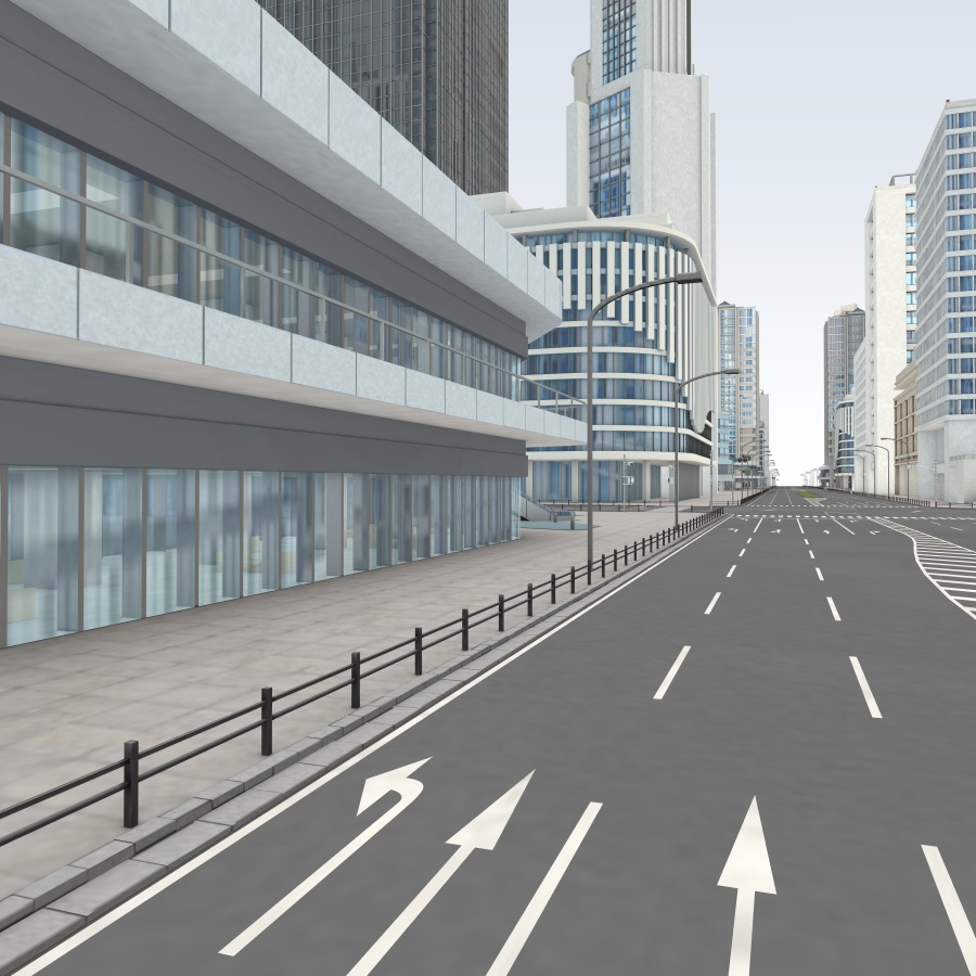 オフィス街交差点(昼・カラー)