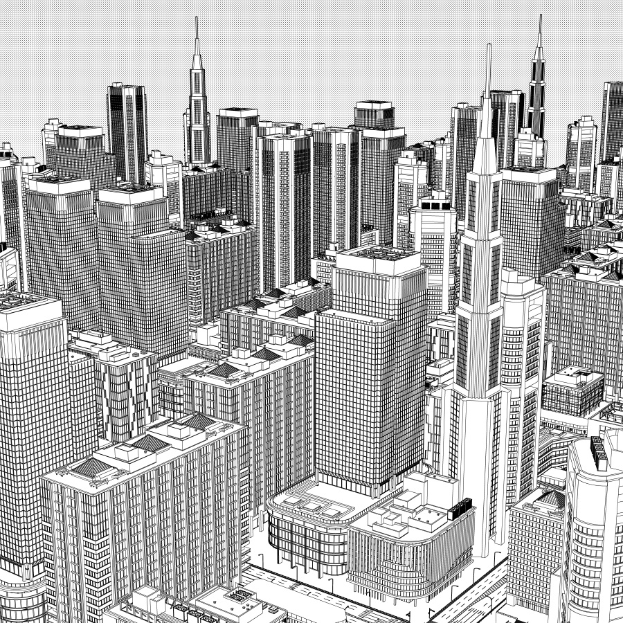 オフィス街交差点(昼・カラー)