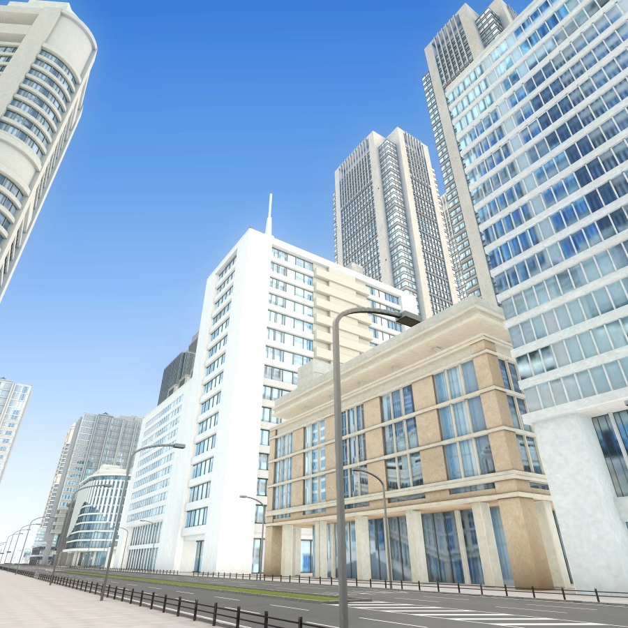 オフィス街交差点(昼・カラー)