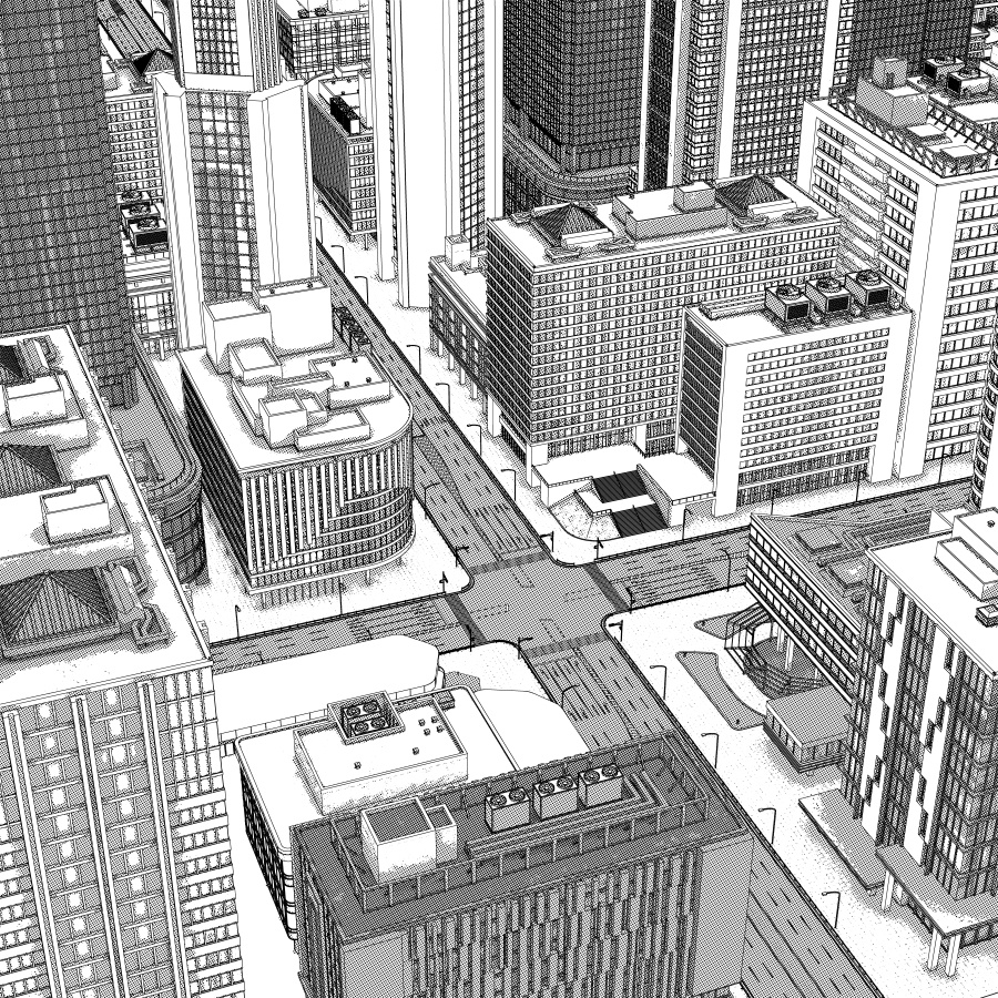 オフィス街交差点(昼・カラー)