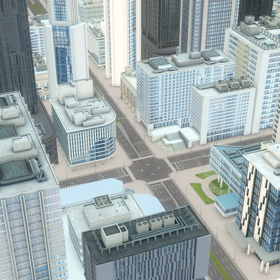 オフィス街交差点(昼・カラー)