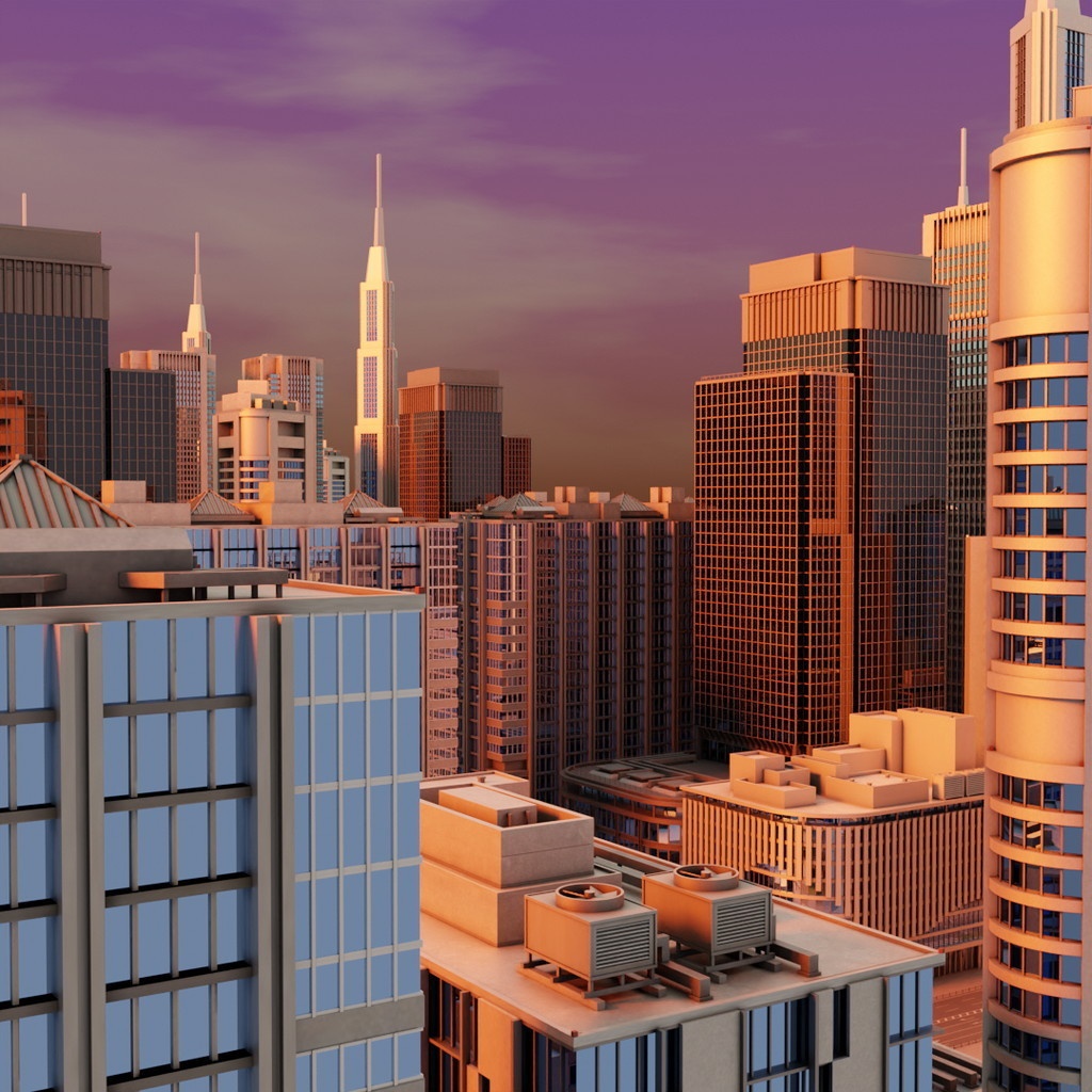 オフィス街交差点(昼・カラー)