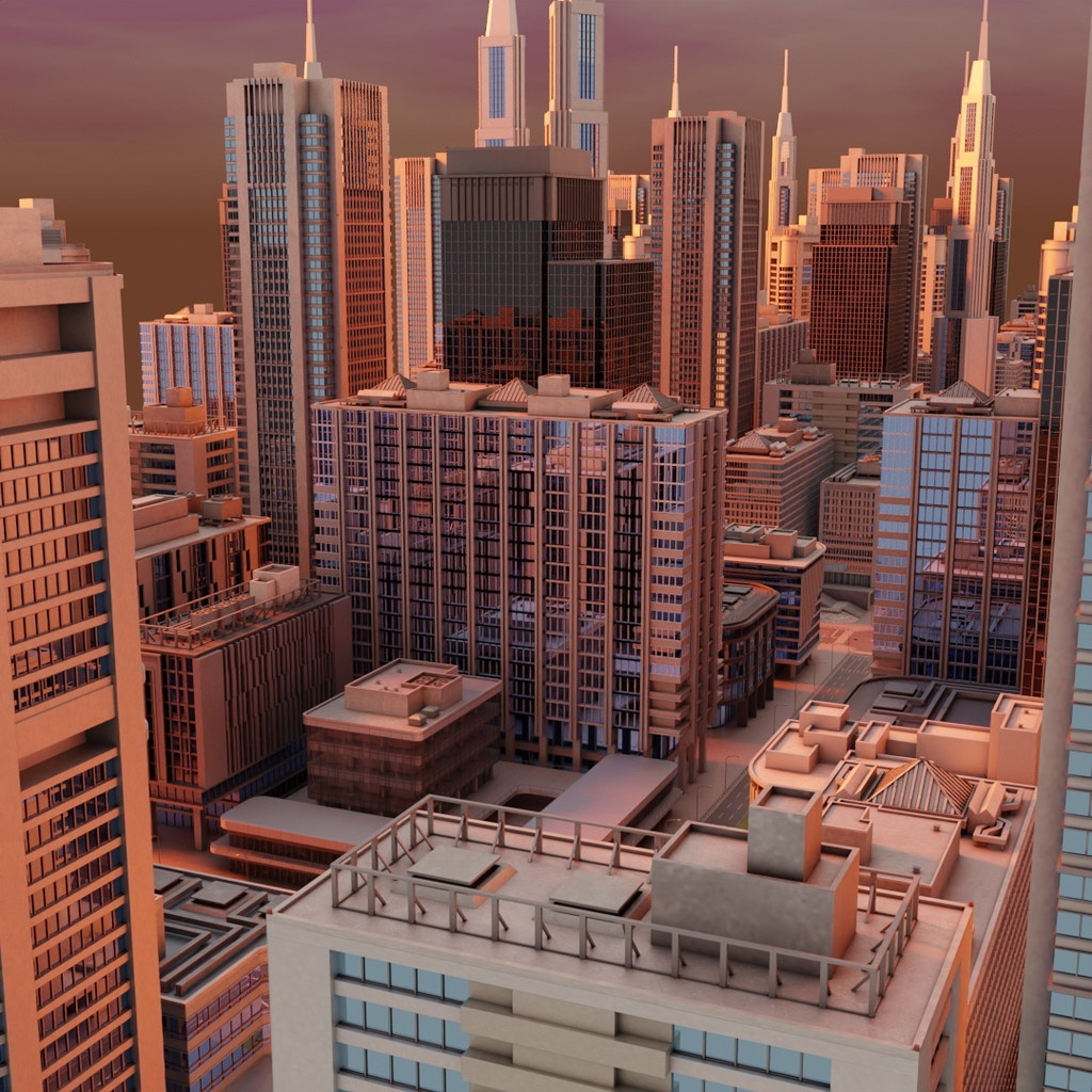 オフィス街交差点(昼・カラー)