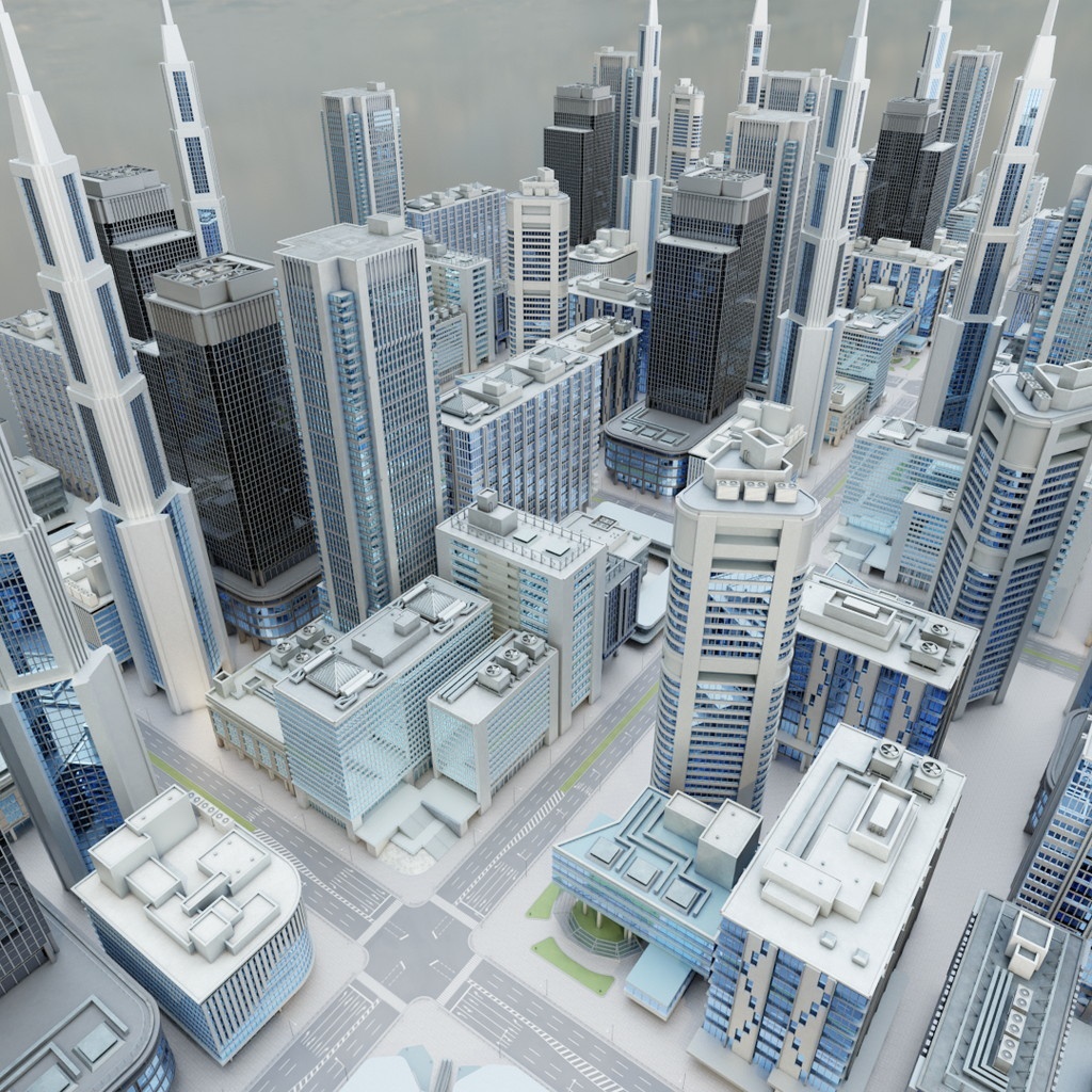 オフィス街交差点(昼・カラー)