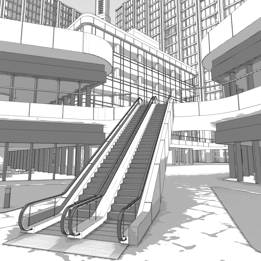 オフィス街交差点(昼・カラー)