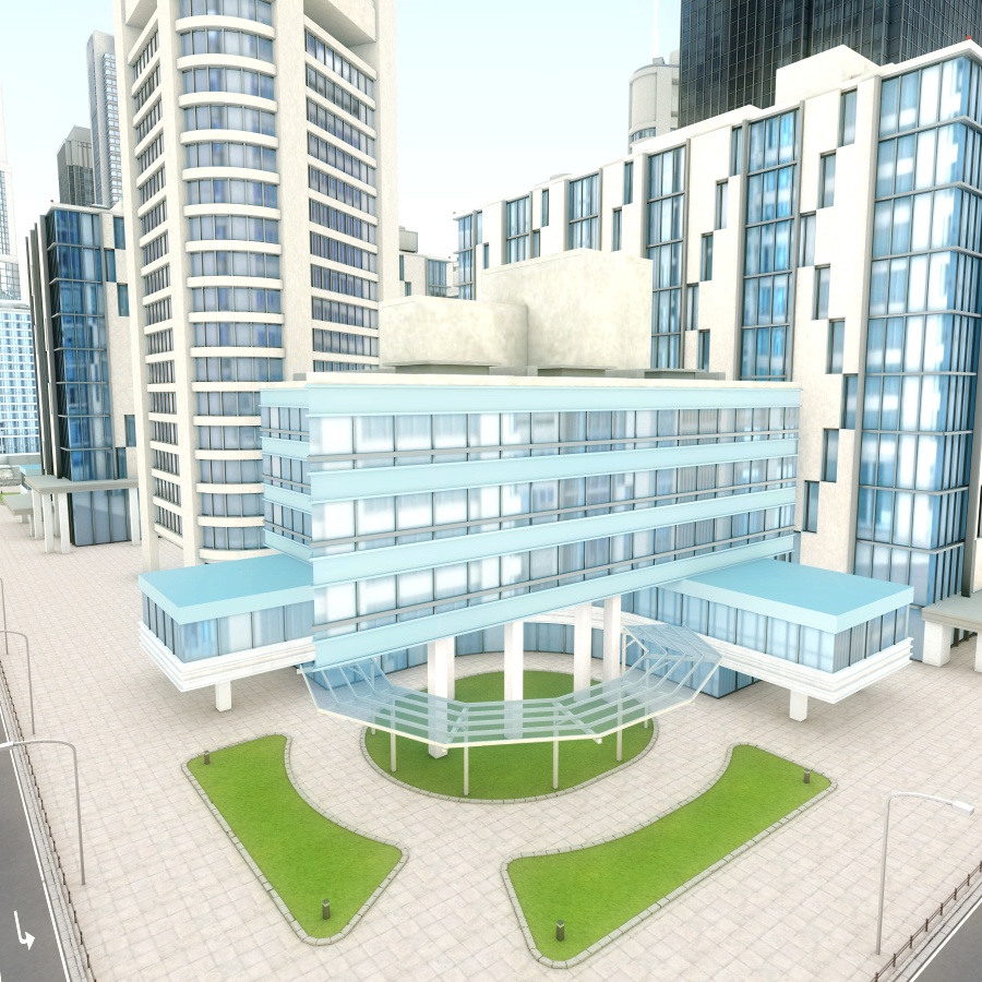 オフィス街交差点(昼・カラー)