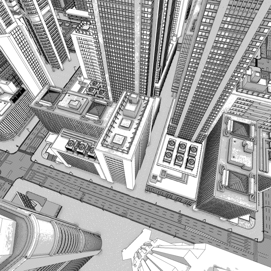 オフィス街交差点(昼・カラー)