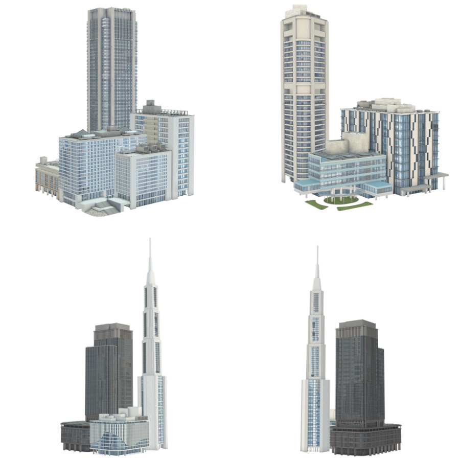 オフィス街交差点(昼・カラー)