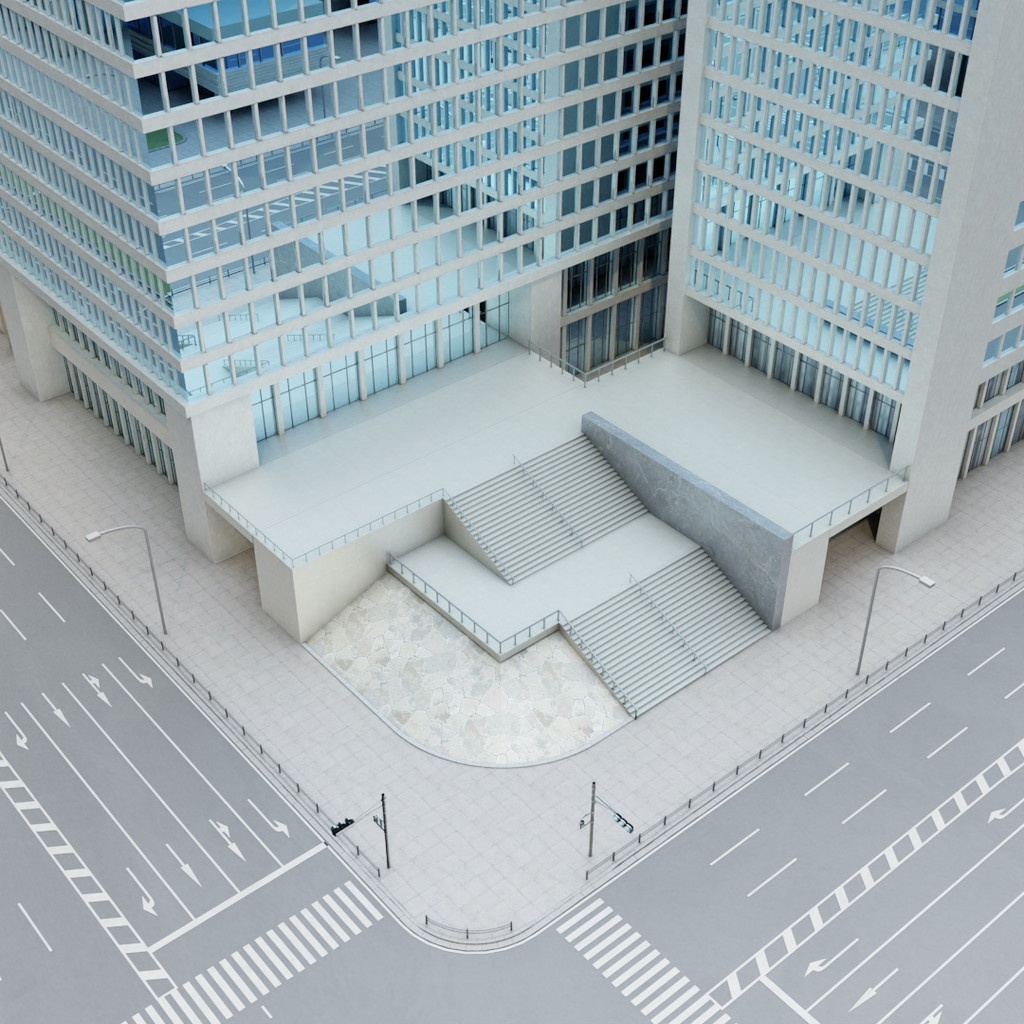 オフィス街交差点(昼・カラー)