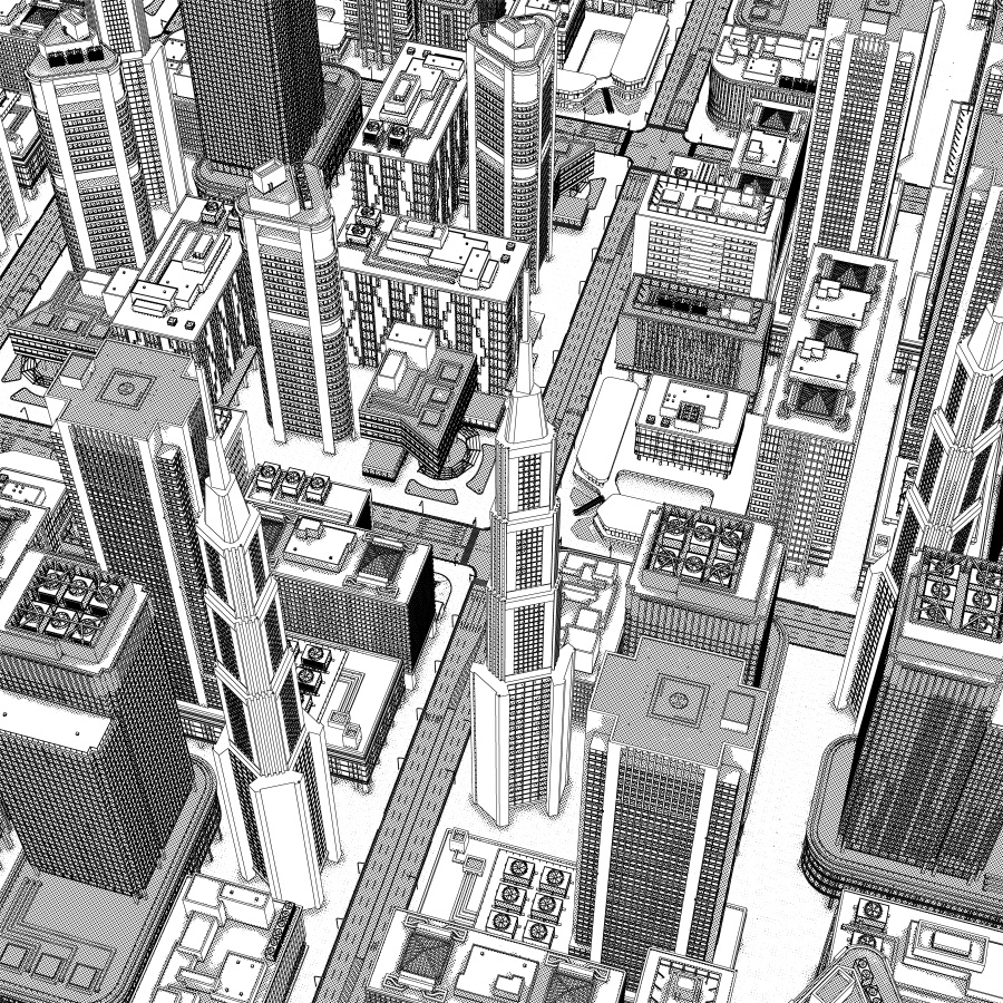 オフィス街交差点(昼・カラー)