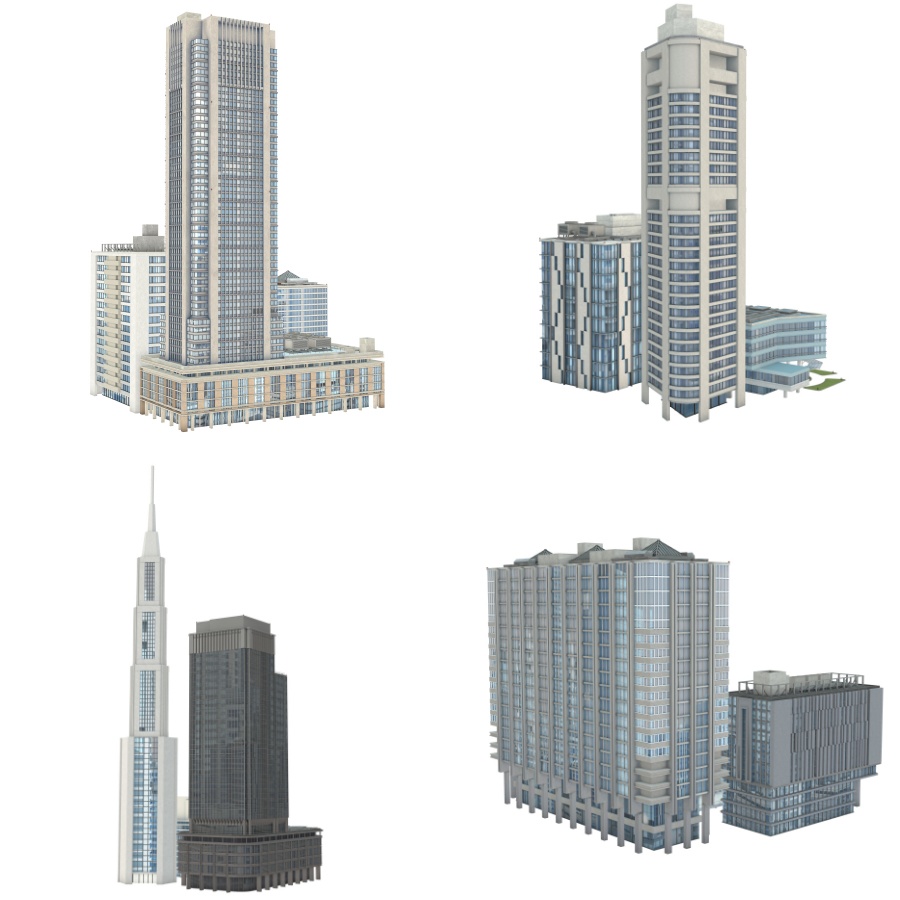 オフィス街交差点(昼・カラー)