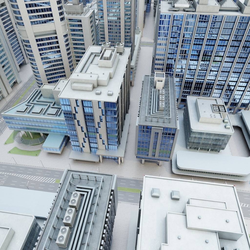 オフィス街交差点(昼・カラー)