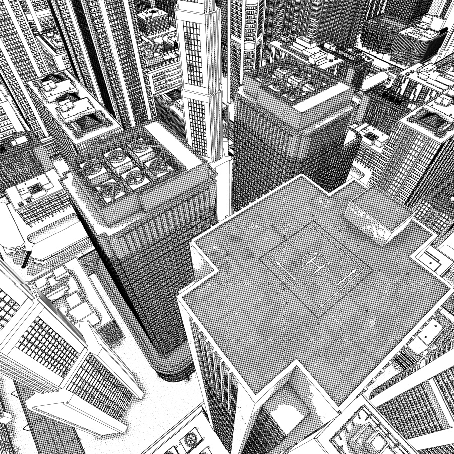 オフィス街交差点(昼・カラー)