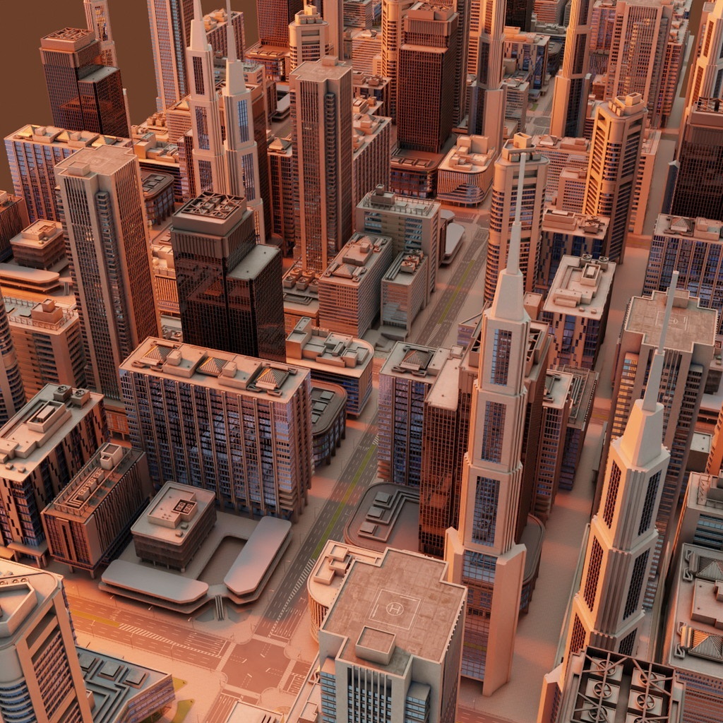 オフィス街交差点(昼・カラー)