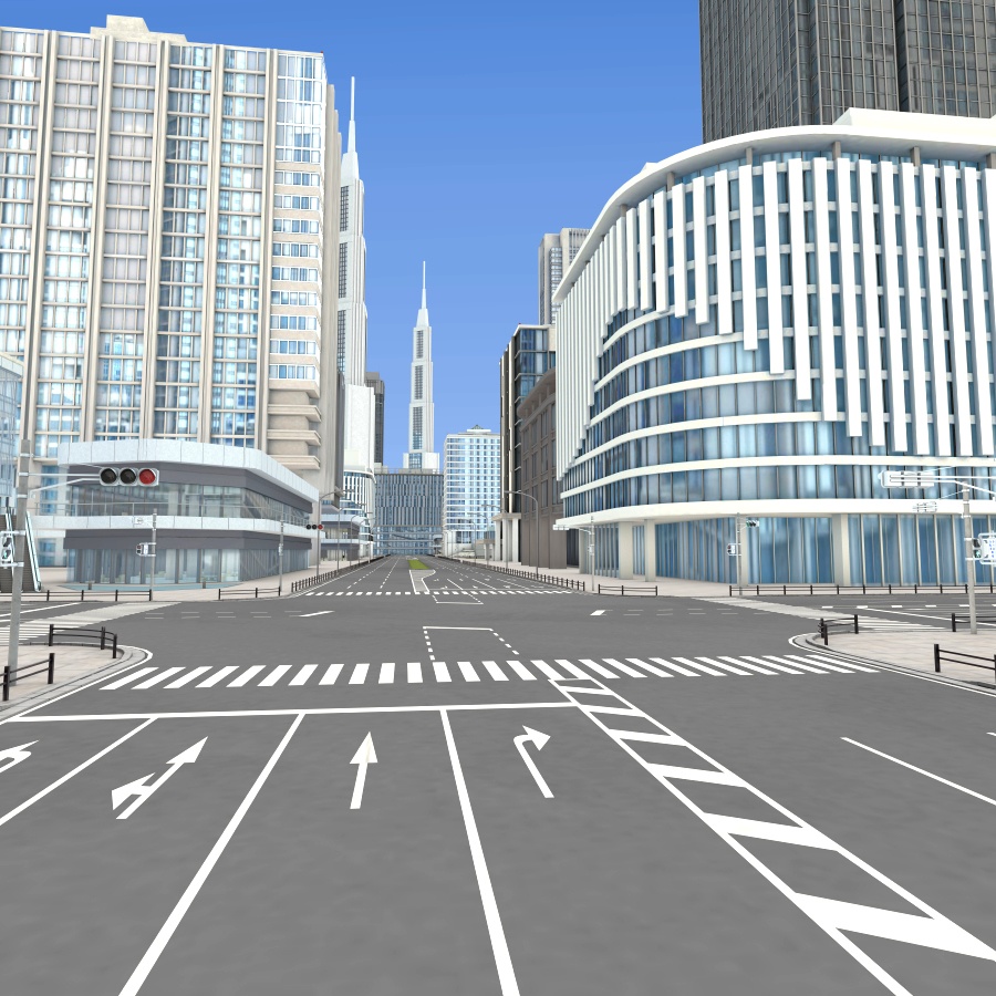 オフィス街交差点(昼・カラー)