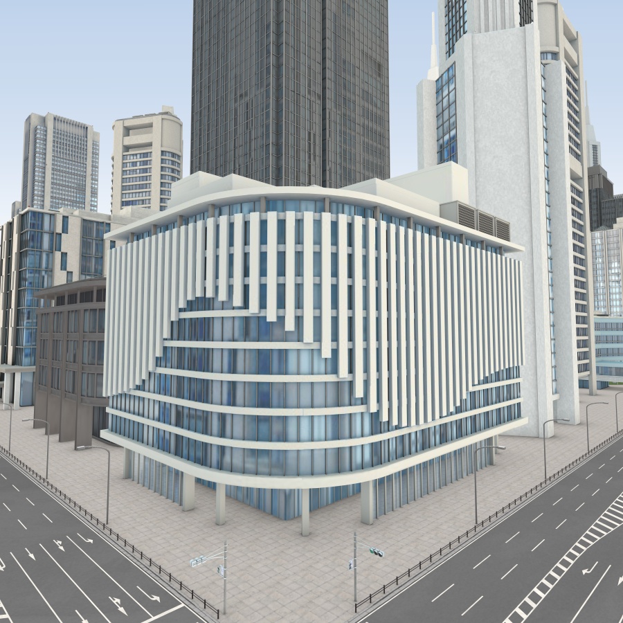 オフィス街交差点(昼・カラー)