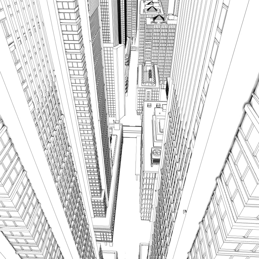 オフィス街交差点(モノクロ)