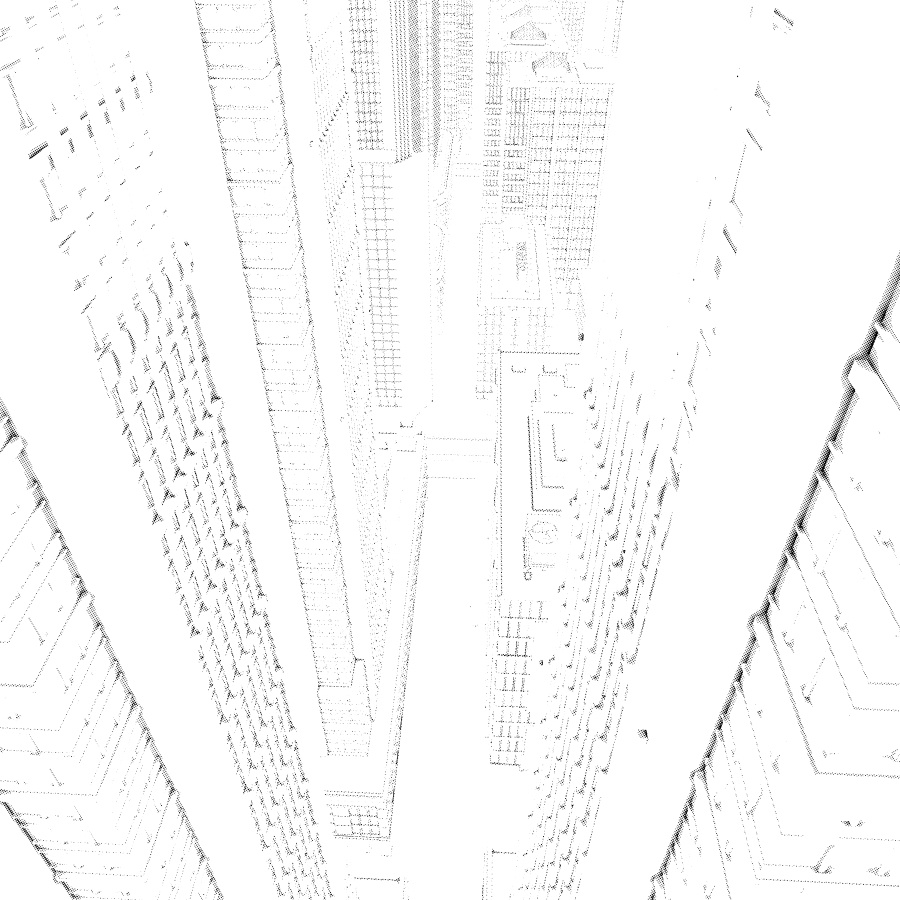 オフィス街交差点(モノクロ)