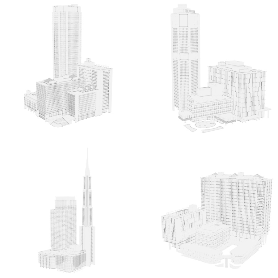 オフィス街交差点(モノクロ)