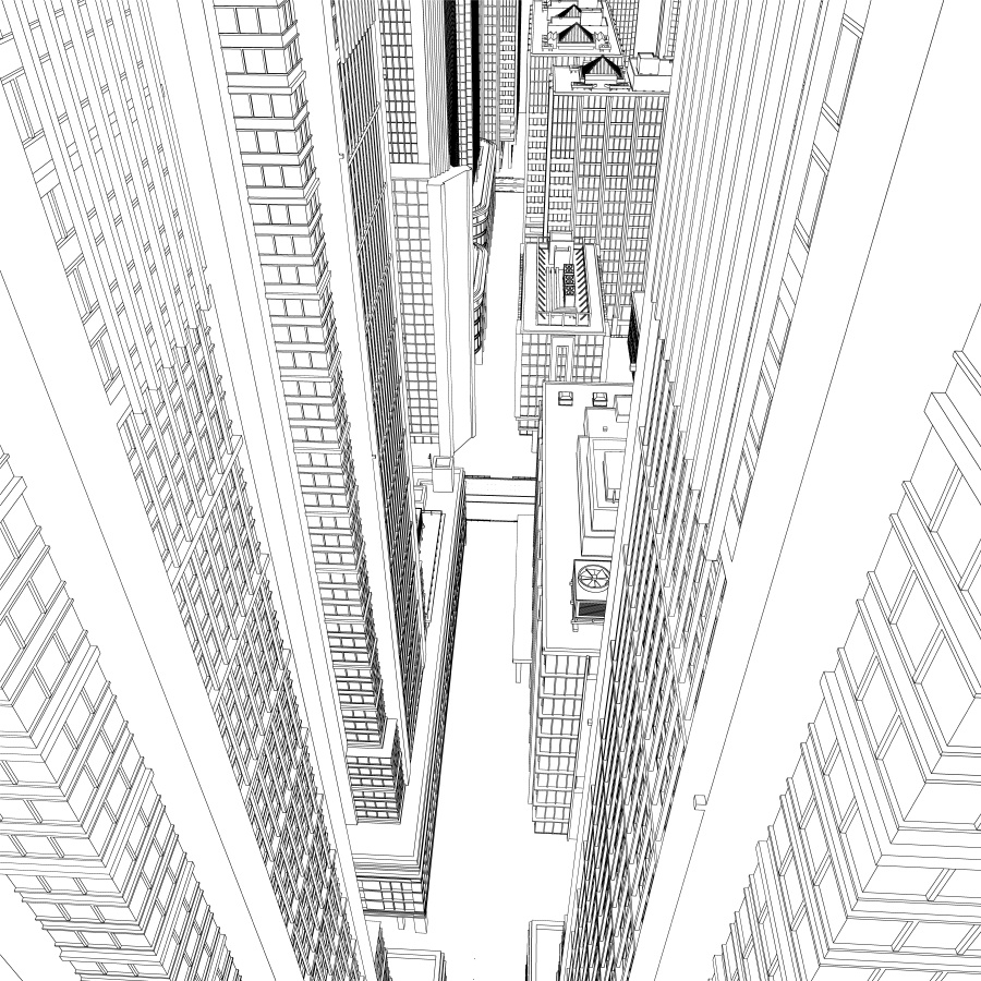 オフィス街交差点(モノクロ)