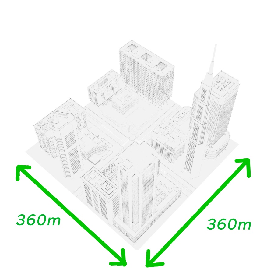 オフィス街交差点(モノクロ)