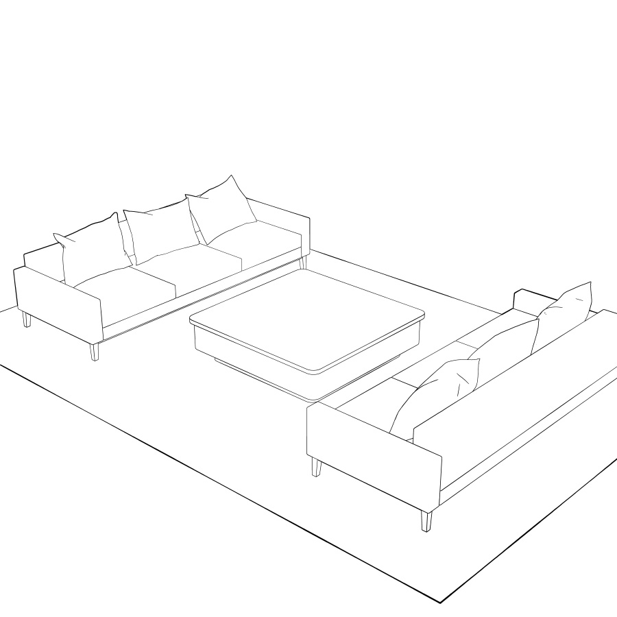 ラウンジとエレベーター(モノクロ)