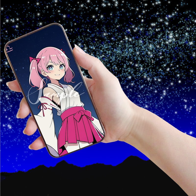 【12星座娘】天秤座の守護巫女 ─ 推し守護巫女シリーズ第7弾! │ スマホ壁紙サイズ